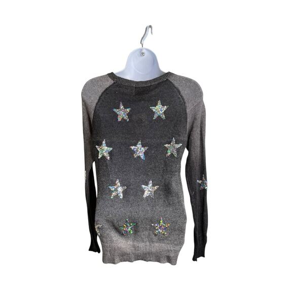 Wildfox White Label Star Gazer Gray Ombré Sequin Sweater Size S Boho Glam Indie - Picture 3 of 11